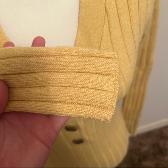 New Sundance Yellow Silk Blend Ribbed Granola Indie Downtown Sweater - Picture 2 of 7